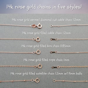 Rose Gold Cable Chain Necklace for Pendant - cable diamond cut cable rope satellite chain 16 18, 20, 24, 30 inches, Layering Jewelry