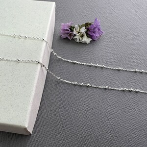 Sterling silver 3 bead satellite chain necklace, chain for pendant, 16, 18 20 inch length, unique dainty silver layering jewelry CHNSS-SAT-3