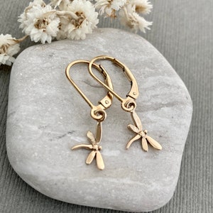 Dainty Dragonfly Earrings Girls Sterling Silver or Gold Tiny Charm Minimalist Jewelry Gift for Daughter Niece Granddaughter Fairycore E663