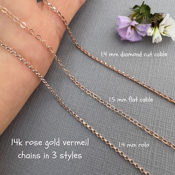 Adjustable Flat Cable Chain Rose Gold Filled / 1.2mm / 16-18