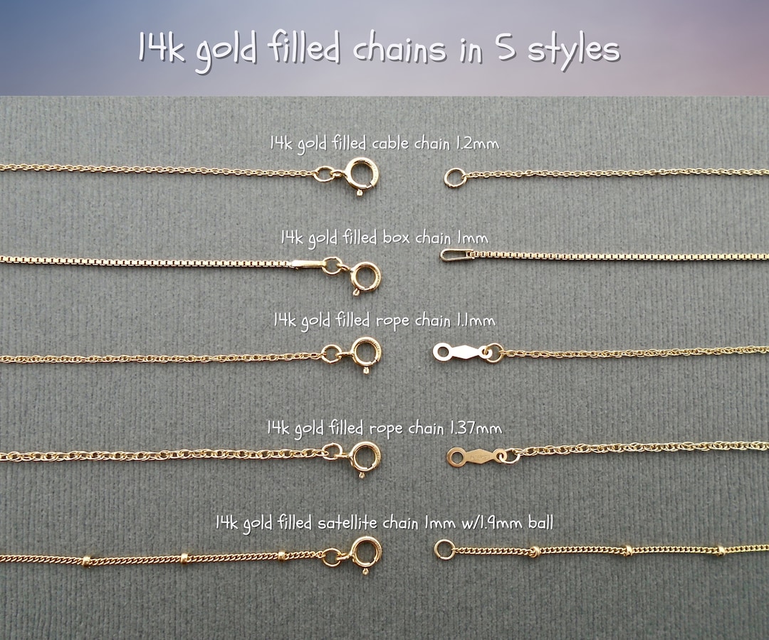 Gold Chain for Pendant, Thin Gold Chain, Cable, Rope Chain, Box Chain