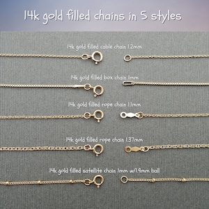 Gold chain for pendant, thin gold chain, cable, rope chain, box chain, 16, 18, 20, 24, 30 inches, 14k gold filled layering necklace GF-Chain
