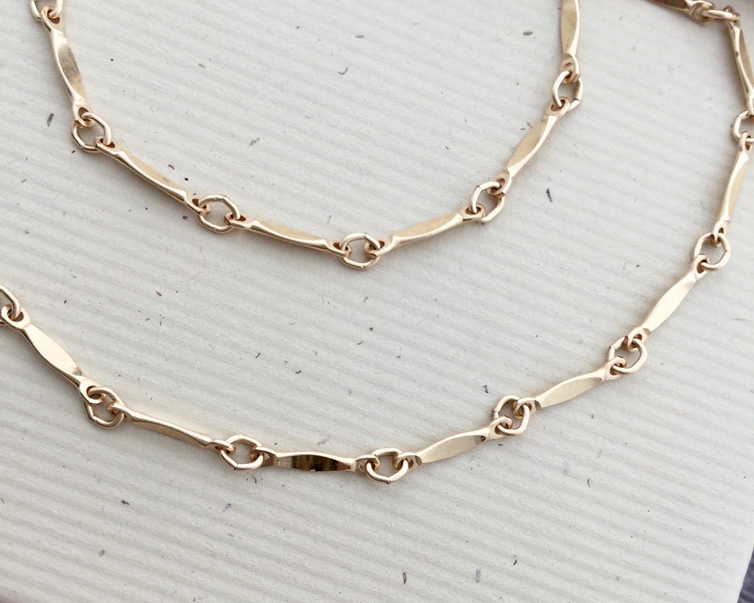 Gold Dapped Bar Chain Choker Layering Necklace Gold Marquis Etsy