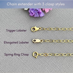 Chain extender for necklace 14k gold filled 1 2 3 4 or 5 inch flat gold cable chain extension lobster clasp 3mm x 4mm links HS301G
