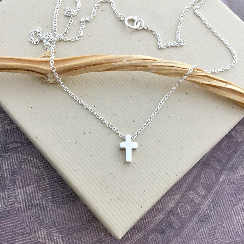 Tiny Cross Necklace Small Sterling Silver Pendant - Etsy