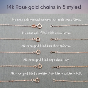 Rose Gold Cable Chain Necklace for Pendant - cable diamond cut cable rope satellite chain 16 18, 20, 24, 30 inches, Layering Jewelry