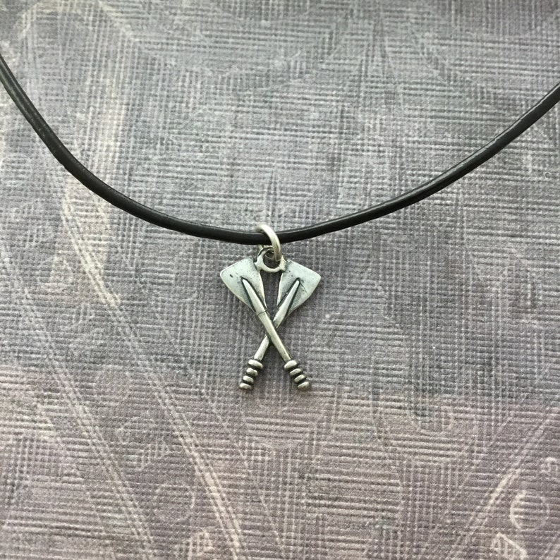 Crew Team Necklace Rowing Jewelry Sterling Silver Leather Etsy