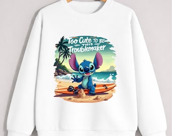 Stitch sweatshirt, Lilo Stitch hoodie, Disney Stitch crewneck, Stitch beach sweatshirt, Stitch cute sweater, Stitch hoodie