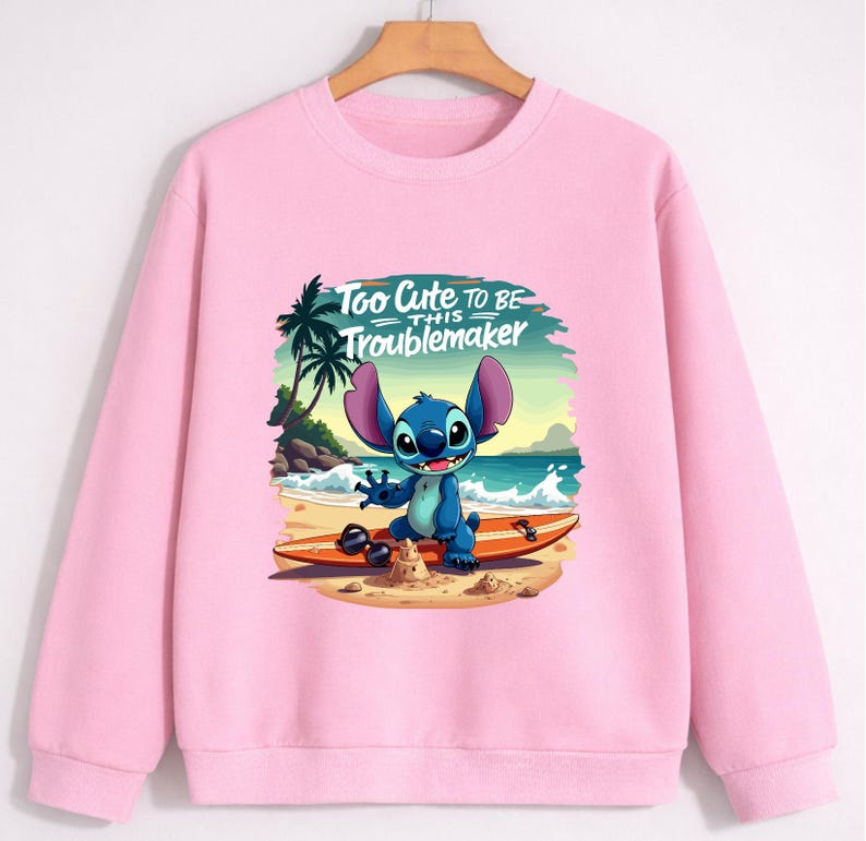 Sudadera de Stitch, sudadera con capucha de Lilo Stitch, sudadera de cuello redondo de Disney Stitch, sudadera playera de Stitch, suéter lindo de Stitch, sudadera con capucha de Stitch imagen 4
