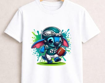 Camiseta de fútbol de Stitch, camiseta de Lilo Stitch, camiseta de los Philadelphia Eagles, camiseta de Disney Stitch, camiseta de Stitch de la NFL, camiseta de los Eagles, camiseta deportiva de Stitch