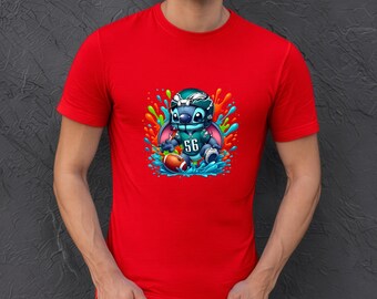 Stitch football tee,Lilo Stitch tee,Philadelphia Eagles shirt,Disney Stitch tee,NFL Stitch graphic tee, Eagles jersey tee,cartoon sports tee