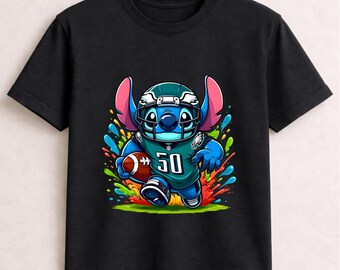 Camiseta de fútbol americano de Stitch, camiseta de Lilo Stitch, camiseta de los Philadelphia Eagles, camiseta de Disney Stitch, camiseta de Stitch de la NFL, camiseta de los Eagles