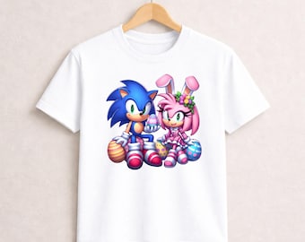 Sonic and Amy Easter Bunny T-Shirt, Video Game Holiday Tee