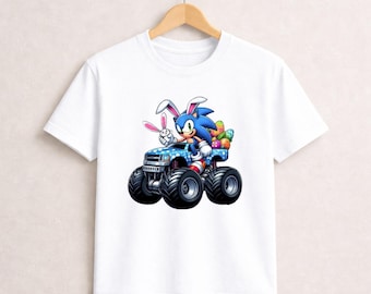 Sonic Easter Monster Truck Tee, Kids Video Game Spring Shirt