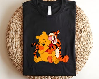 Winnie the Pooh and Tigger Shirt, Disney Best Friends Tee, Pooh Bear Hug T-Shirt, Hundred Acre Wood Character Top,Magic Kingdom Group Outfit