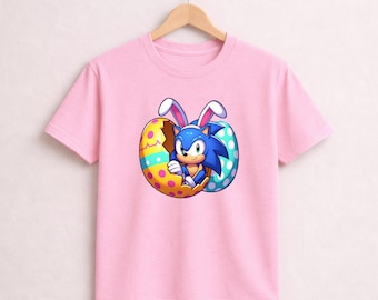 Sonic Easter Bunny T-Shirt, Kids Video Game Spring Tee