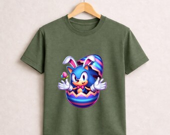 Sonic Easter Bunny T-Shirt, Kids Video Game Spring Tee