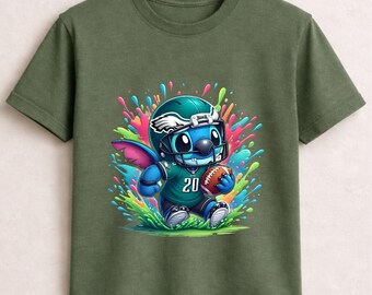 Camiseta de fútbol de Stitch, camiseta de Lilo Stitch, camiseta de los Philadelphia Eagles, camiseta de Disney Stitch, camiseta de Stitch de la NFL, camiseta de los Eagles