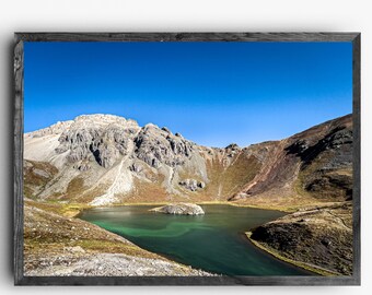 Impresión de aventura en el lago de la isla de Colorado / Montañas de San Juan / Arte mural de senderismo / Descarga digital