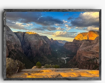 Cañón Zion al amanecer desde Angels Landing / Arte mural del Parque Nacional / Fotografía de paisaje de Utah / Descarga digital
