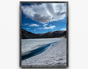 Lago Snowmass en invierno / Paisaje montañoso de Colorado / Arte mural de naturaleza congelada / Impresión fotográfica digital
