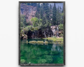 Reflejo de la cascada Hanging Lake / Cañón Glenwood, Colorado / Arte mural del Parque Nacional / Fotografía de paisaje para descarga digital