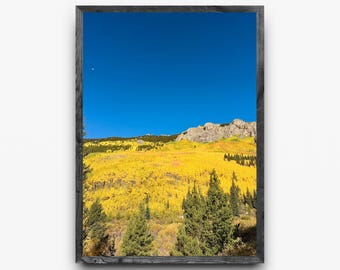 Colorado Fall Mountain Aspen Hillside | Fall Colors Photography | Vertical Wall Art | Digital Download