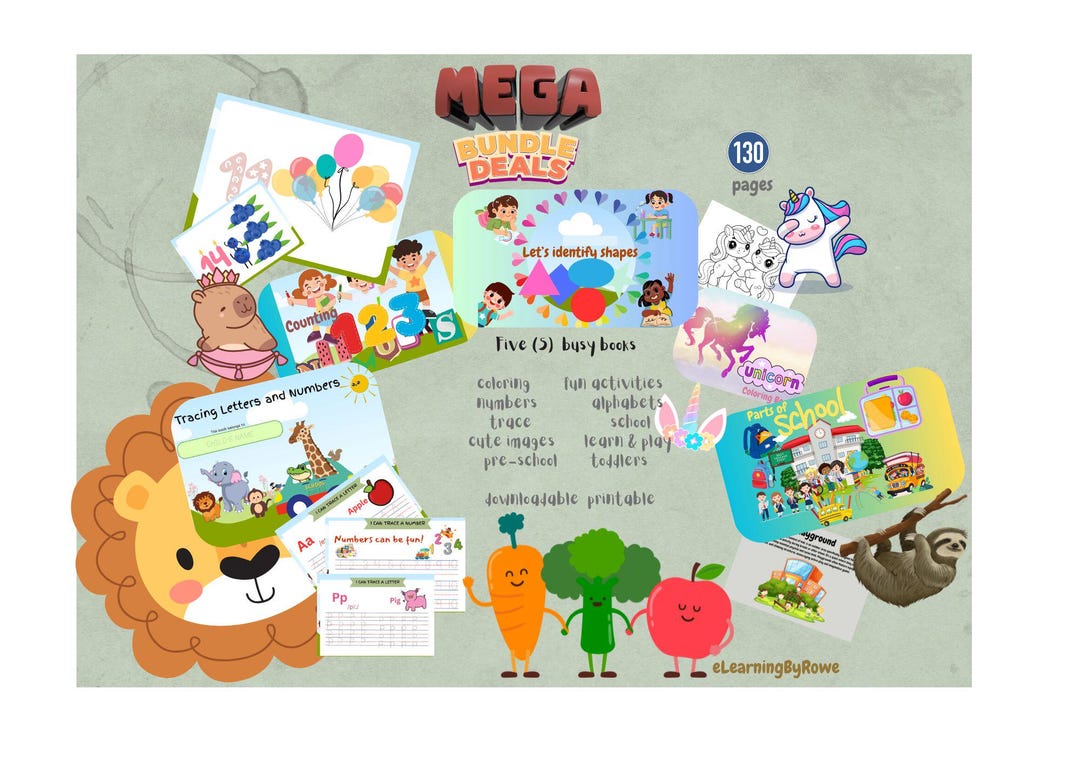 Mega Busy Book Printable, Letters, Numbers, Colors, Shapes, Tracing ...