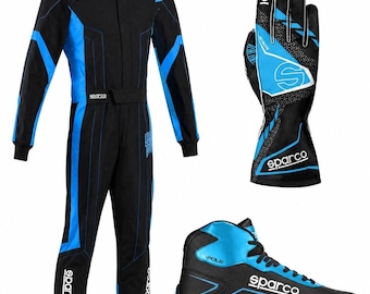 Sparco Go Kart-racepak, schoenen, handschoenen, bivakmuts, aangepaste naamafdruk