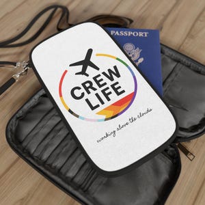Crew Life Passport Wallet - Travel Organizer for Adventurers, Frequent Flyers, Gift for Aviation Enthusiasts, Custom Wallet Holder