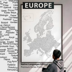 Europe Map of Names (Native Languages Edition) | Large Wall Art, Minimalist Travel Poster