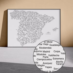 Spain Map Art Print: Typographic Country Poster of Spain (Digital Download)