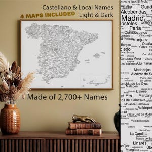 Spain Map of Names (2,700+ Towns & Villages) | Mapa de España, Data Visualization Art