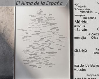 Mapa de nombres de Extremadura (claro y oscuro) / Arte de población de España, arte mural de Badajoz