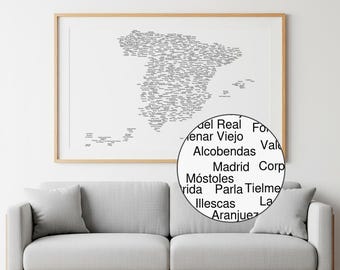 Póster con el mapa de nombres de España / Arte tipográfico, Arte mural español