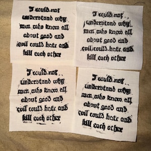 FRANKENSTEIN Mary Shelley linocut punkpatch "I could not understand why men who knew all about good and evil could hate and kill each other”