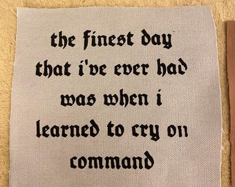 NIRVANA nevermind on a plain lyrics Screenprinted Cloth DIY punk patch