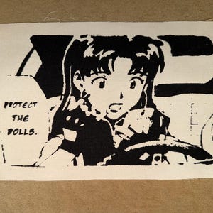 Evangelion PROTECT THE DOLLS trans rights Misato Katsuragi patch