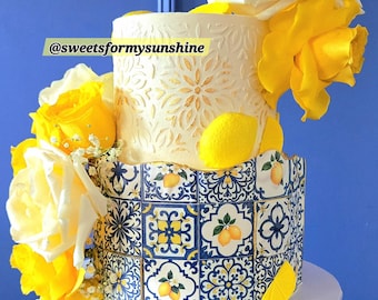 Torta di tegole al limone di Amalfi / Immagine commestibile PNG (download digitale)