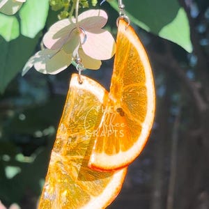 Handmade Orange Slice Earrings - Real Fruit Resin Jewelry - Fun Citrus Statement Pieces