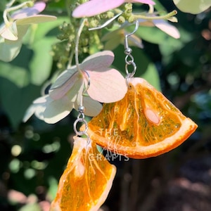 Handmade Orange Slice Earrings - Real Fruit Resin Jewelry - Fun Citrus Statement Pieces