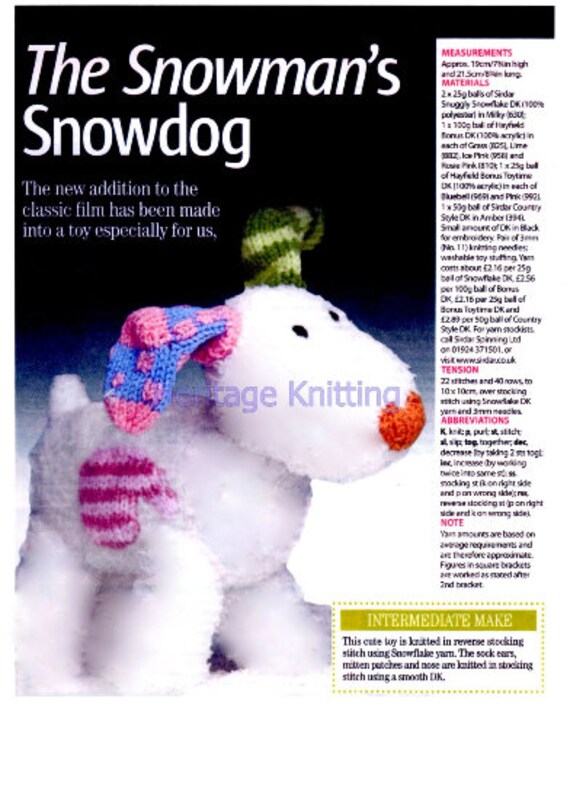 snow dog knitting pattern