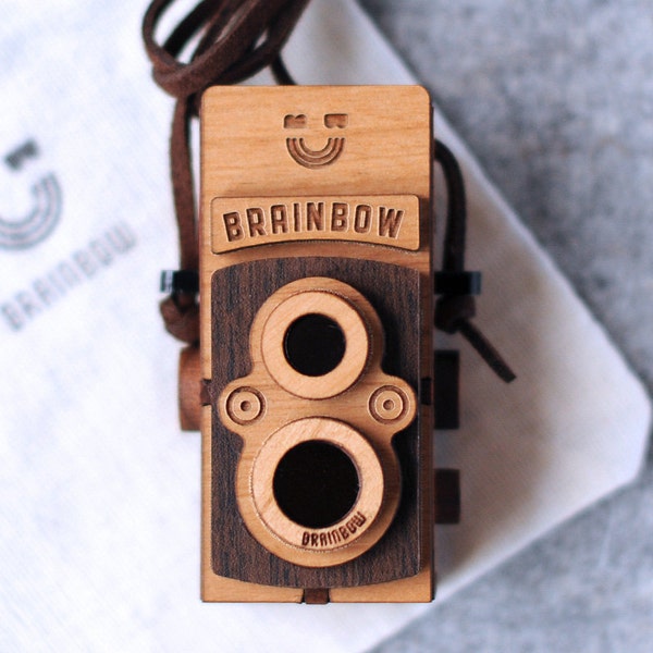 Wooden Twin Lens Camera Necklace