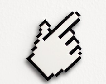 Pixel Hand Cursor Brooch / Necklace