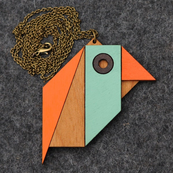 Geometric Bird Necklace Parrot