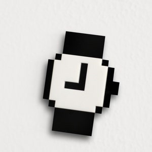 Mac Pixel Clock Icon Brooch / Necklace image 1