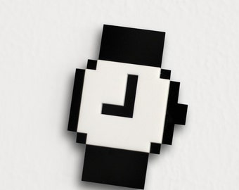 Mac Pixel Clock Icon Brooch / Necklace