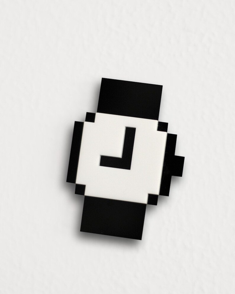 Mac Pixel Clock Icon Brooch / Necklace image 1