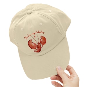 Lobster Love Cap - Distressed Unisex Hat, Seafood Lover Gift, Cute Summer Accessory, Funny Beachwear, Gift for Him