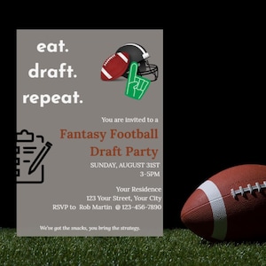 Fantasy Football Draft Party Invitation | Digital Canva Template | Editable Football Draft Night Invite | Printable Sports Party Invite